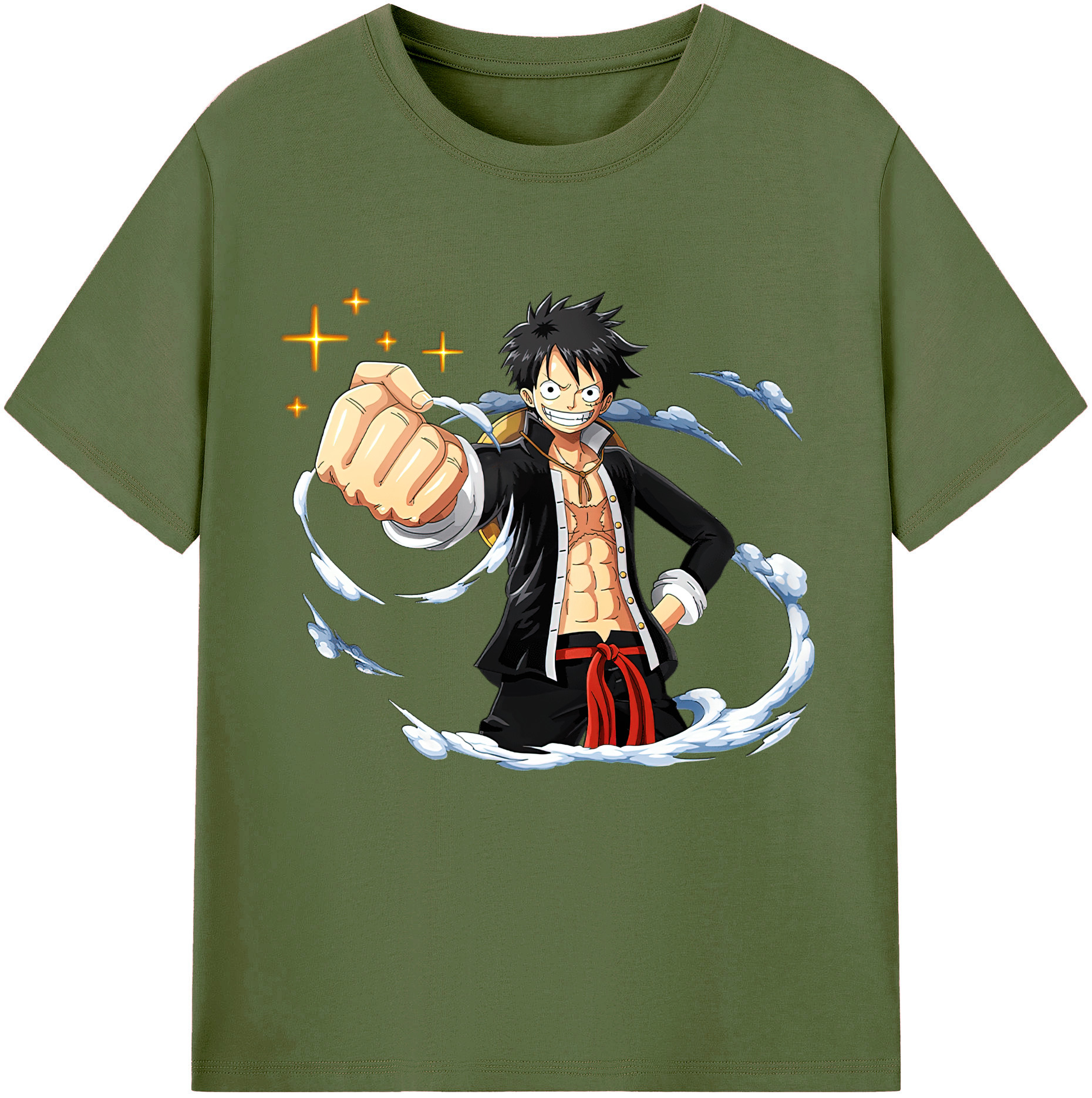 ワンピース モンキー・D・ルフィ ONE PIECE Monkey D. Luffy 綿100％半袖Tシャツ（フロントプリント）
